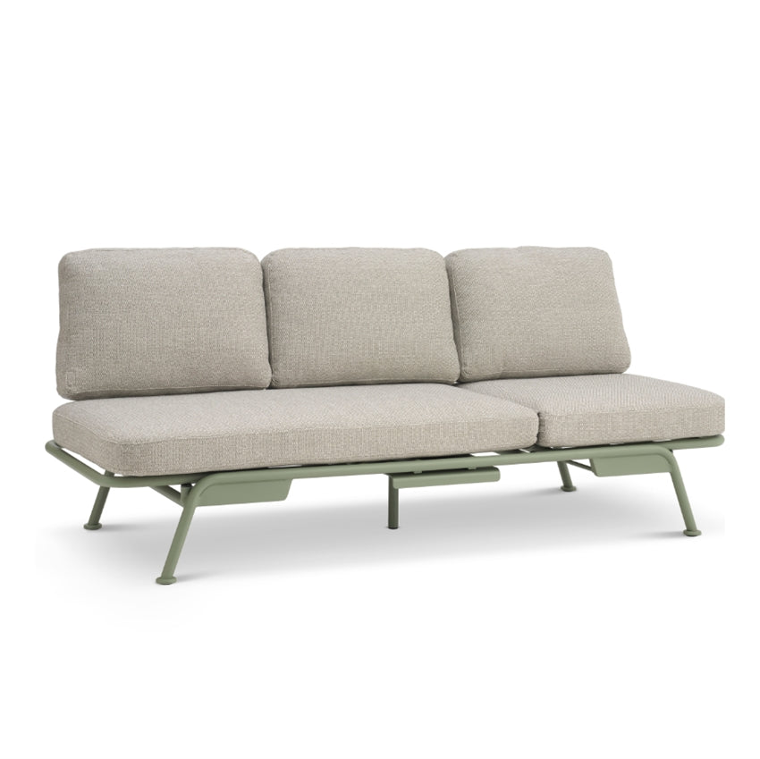 North Living Visby sofa, solseng og daybed i sand-farvet aluminium til uderummet