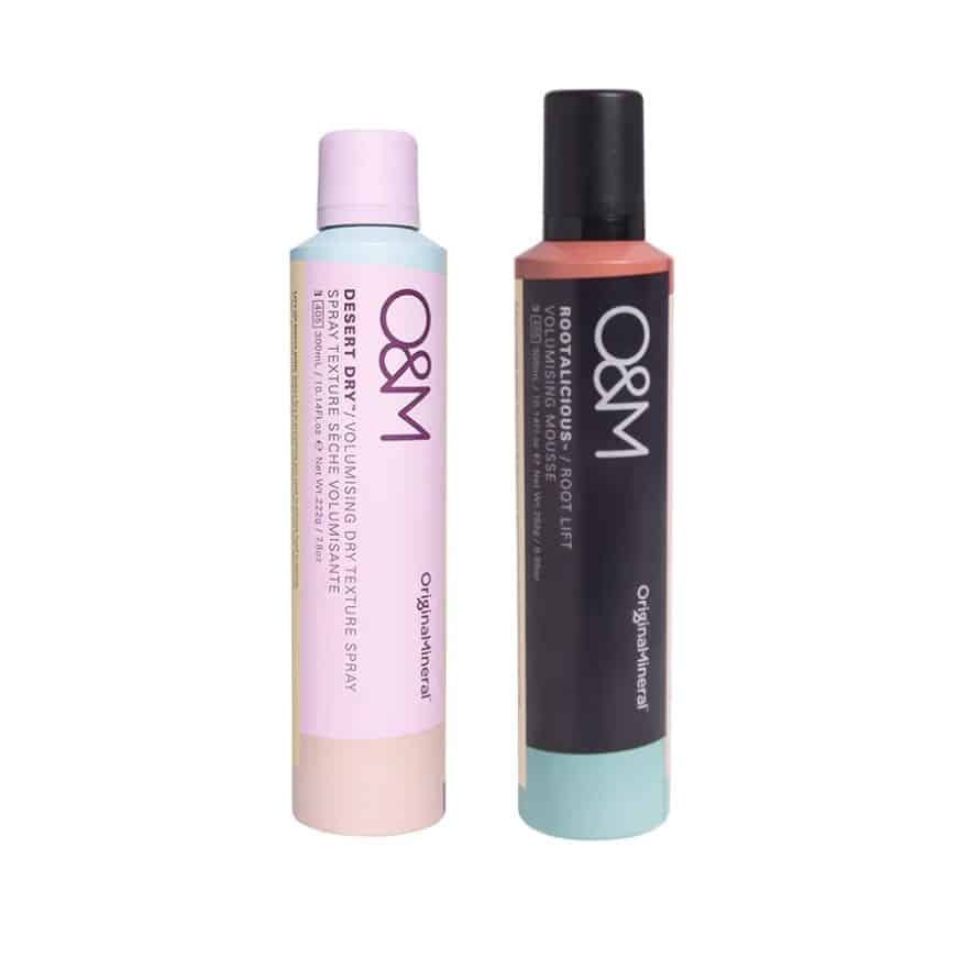 O&M stylingsæt med Desert Dry Texture Spray og Rootalicious Root Lift, 300 ml hver