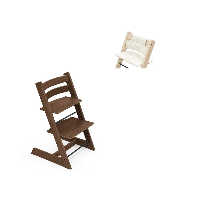 Stokke Tripp Trapp stol i eg Warm Brown med hynde i Wheat Cream