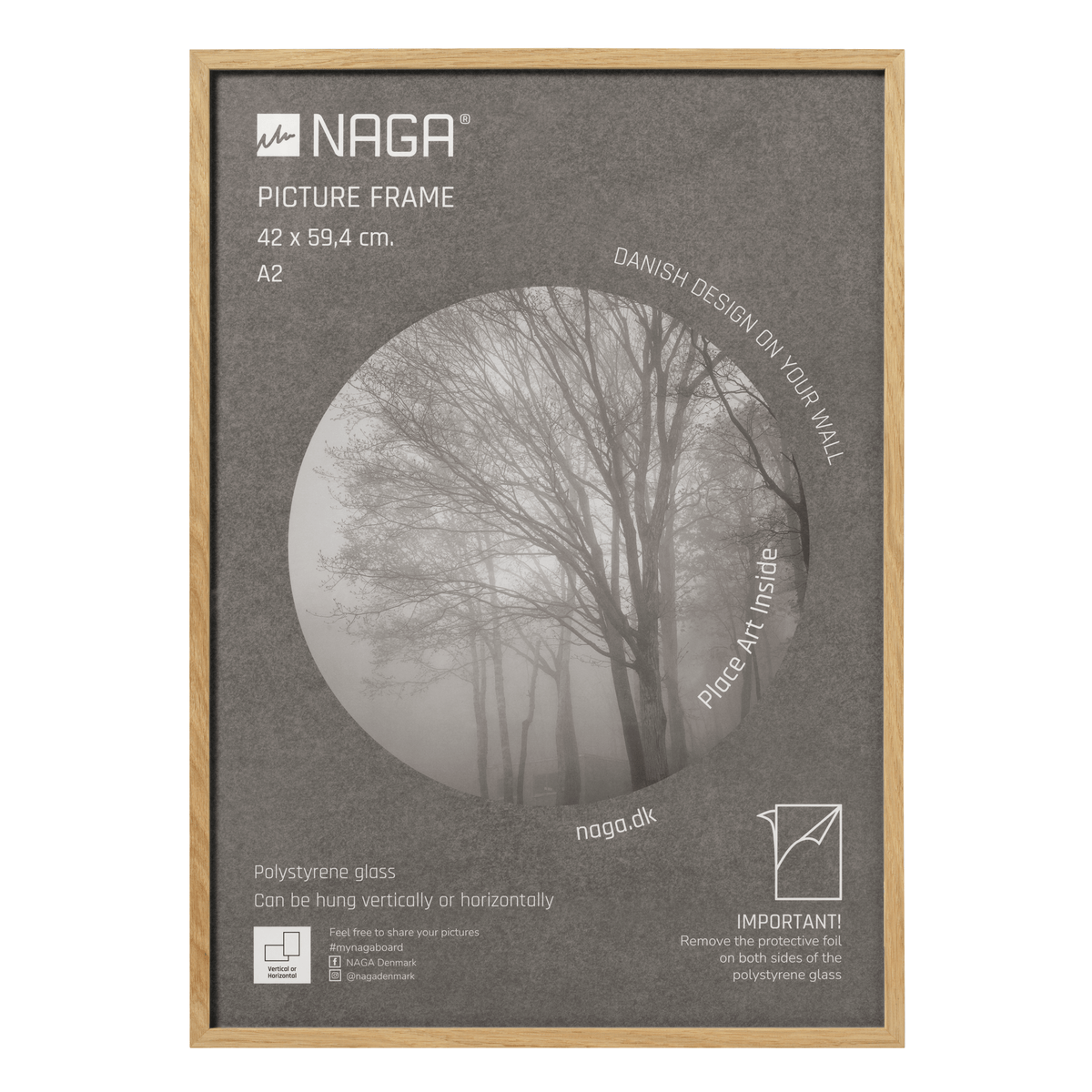 Stor billedramme i egetræ fra Naga til A2, 42 x 59,4 cm