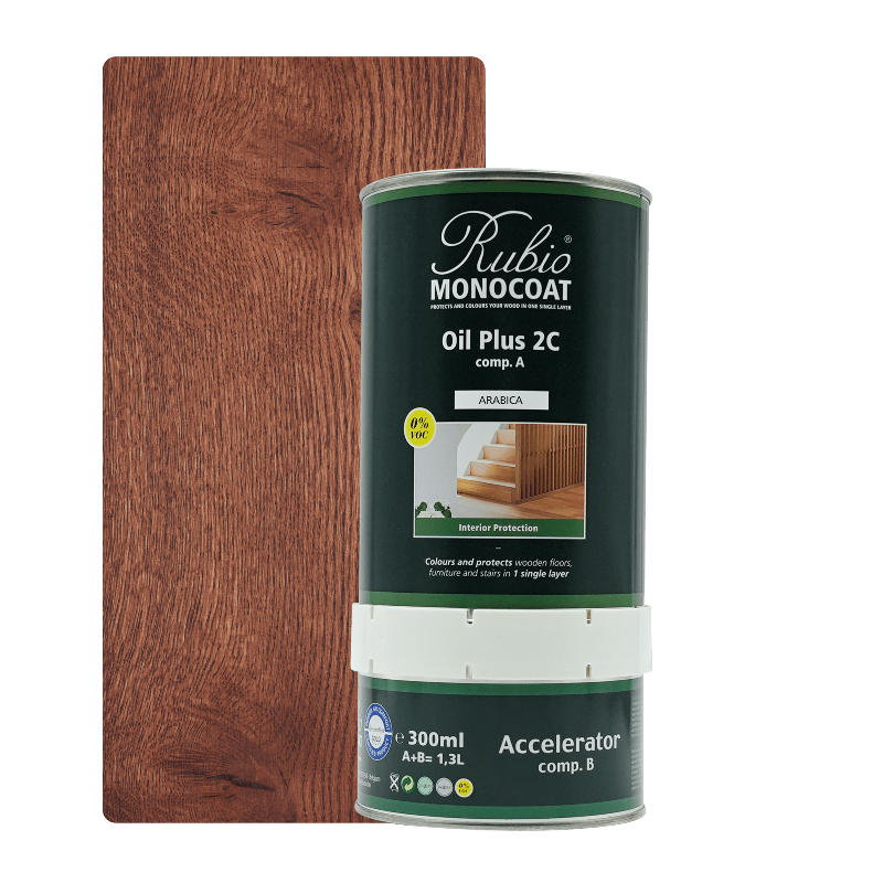 Rubio Monocoat Oil Plus 2C træolie i farven Arabica, 1,3 liter