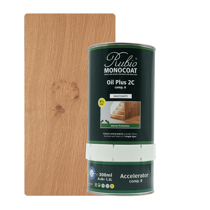 Rubio Monocoat Oil Plus 2C indendørs træolie i farven Macchiato, 1,3 liter