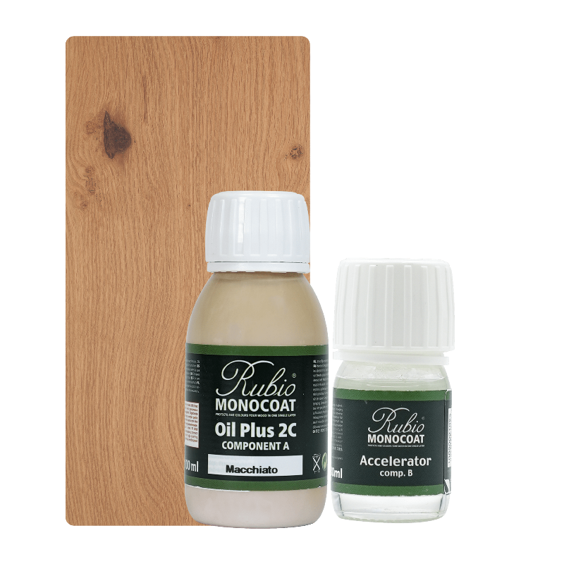 Rubio Monocoat Oil Plus 2C indendørs træolie i farven Macchiato, 130 ml