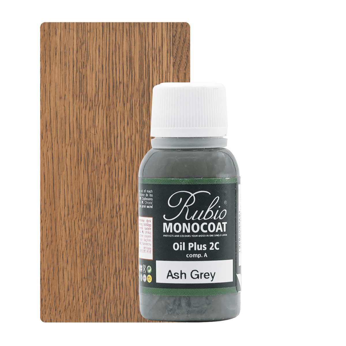 Rubio Monocoat Oil Plus 2C indendørs træolie i farven Ash Grey, 20 ml