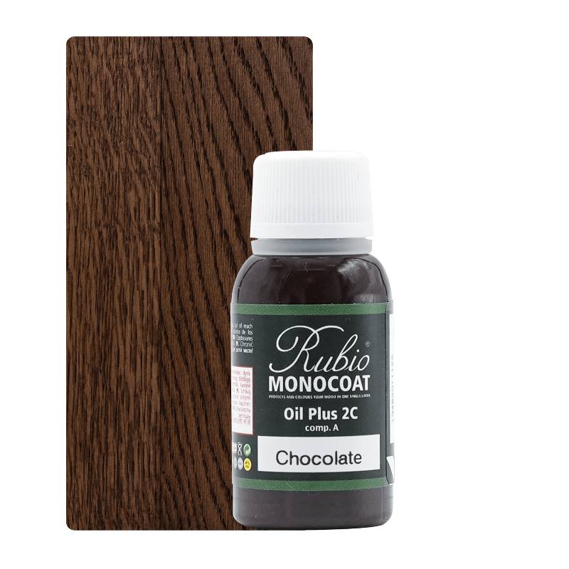 Rubio Monocoat Oil Plus 2C træolie i farven Chocolate, 20 ml