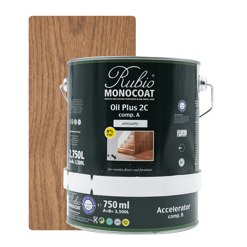 Rubio Monocoat Oil Plus 2C indendørs træolie i farven Affogato, 3,5 liter