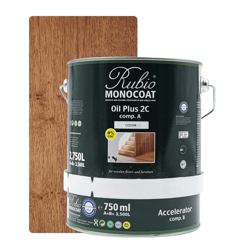 Rubio Monocoat Oil Plus 2C træolie i farven Cocoa, 3,5 liter