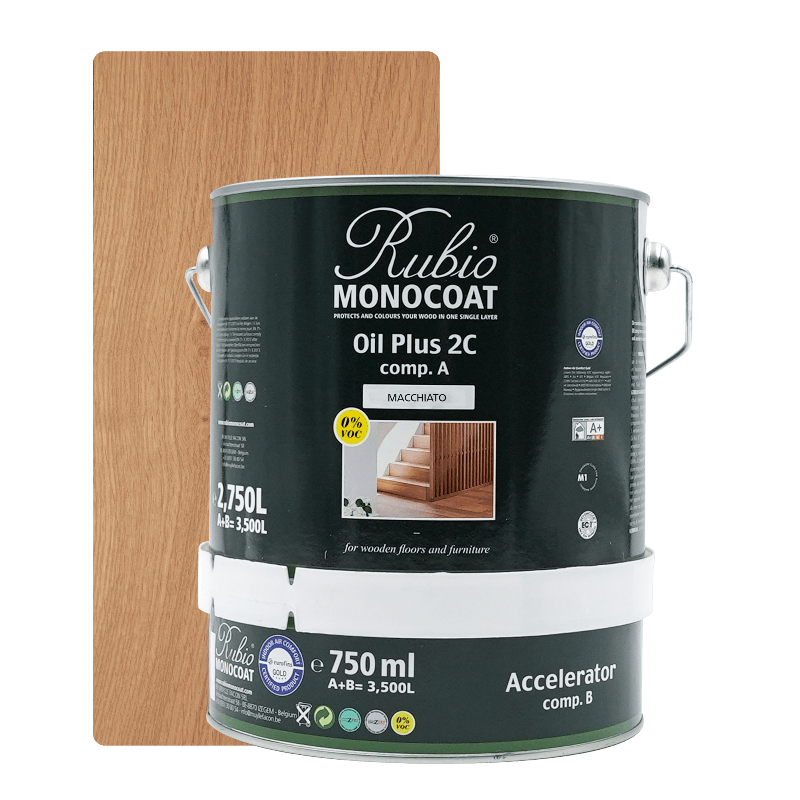 Rubio Monocoat Oil Plus 2C indendørs træolie i farven Macchiato, 3,5 liter