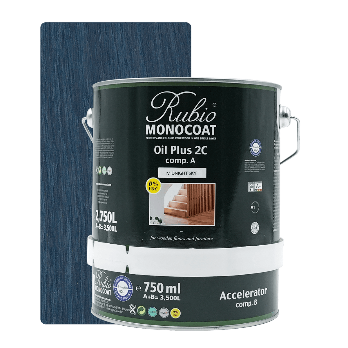 Rubio Monocoat Oil Plus 2C træolie i farven Midnight Sky, 3,5 liter