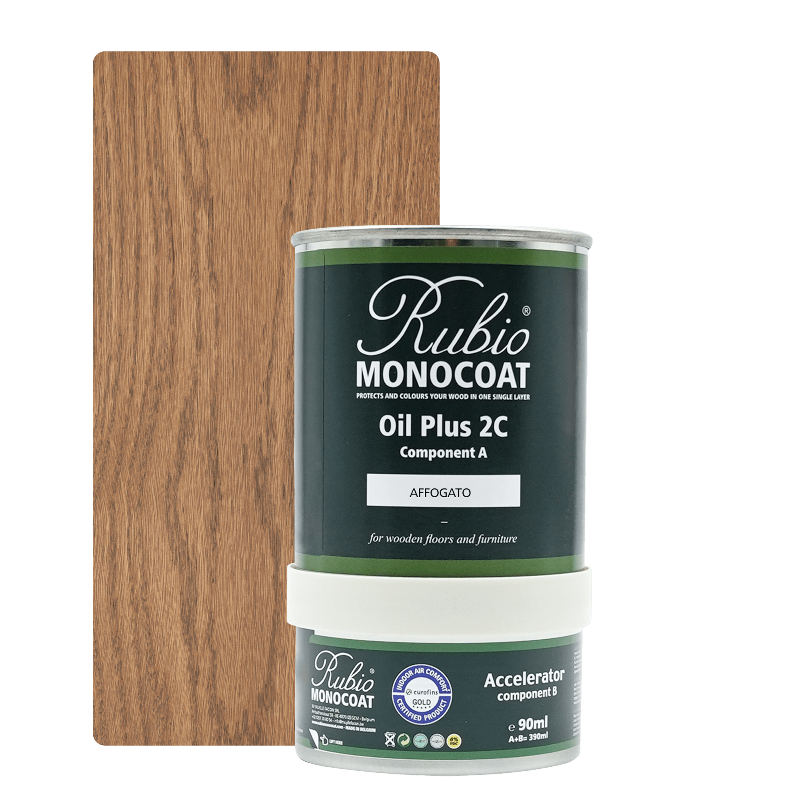 Rubio Monocoat Oil Plus 2C indendørs træolie i farven Affogato, 390 ml