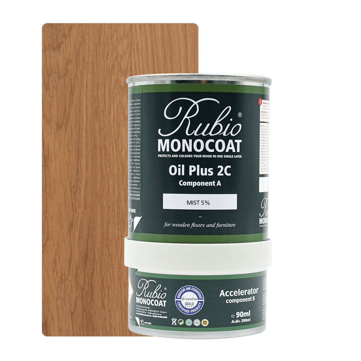 Dåse Rubio Monocoat Oil Plus 2C indendørs træolie i farven Mist 5%, 390 ml