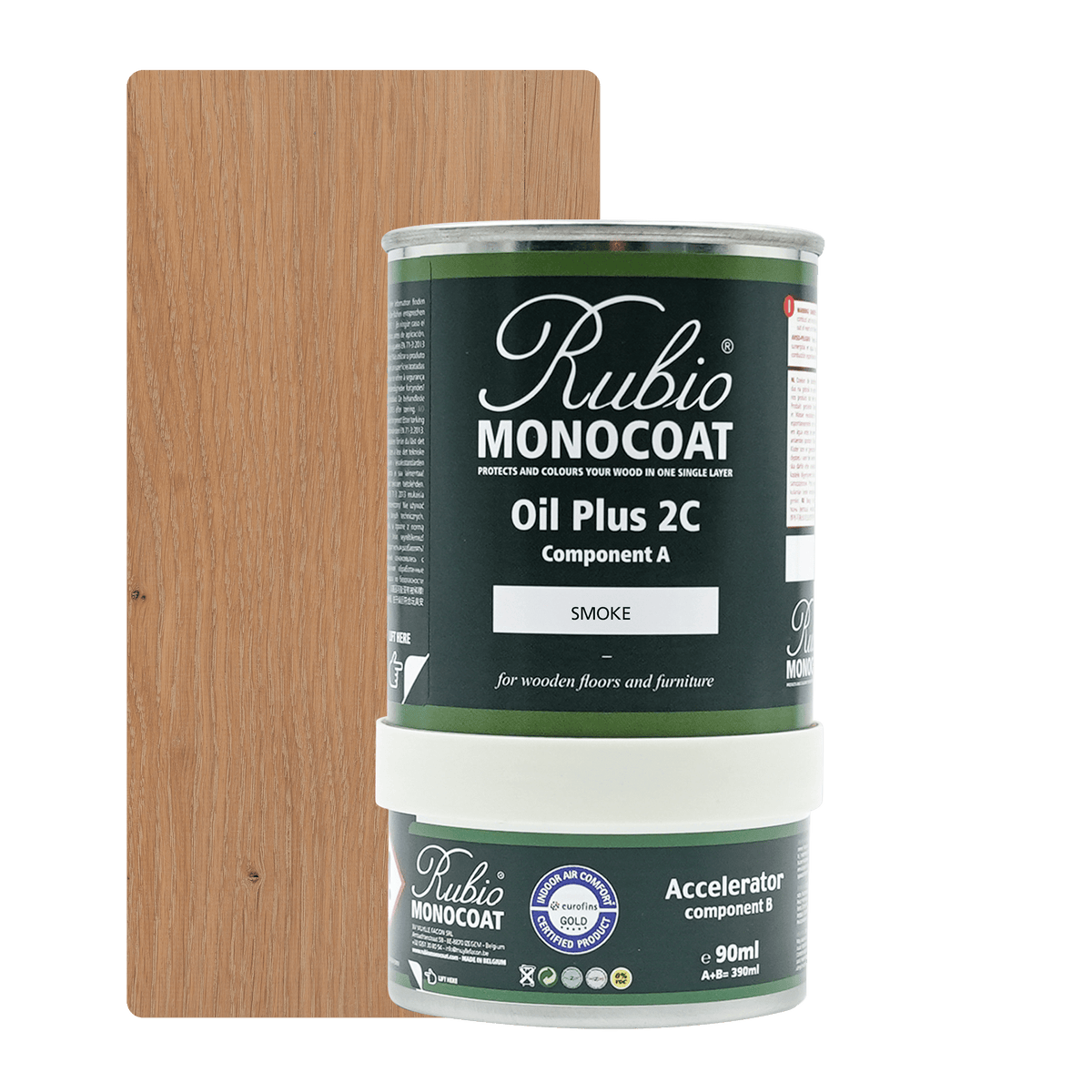 Dåse Rubio Monocoat Oil Plus 2C indendørs træolie i farven Smoke, 390 ml