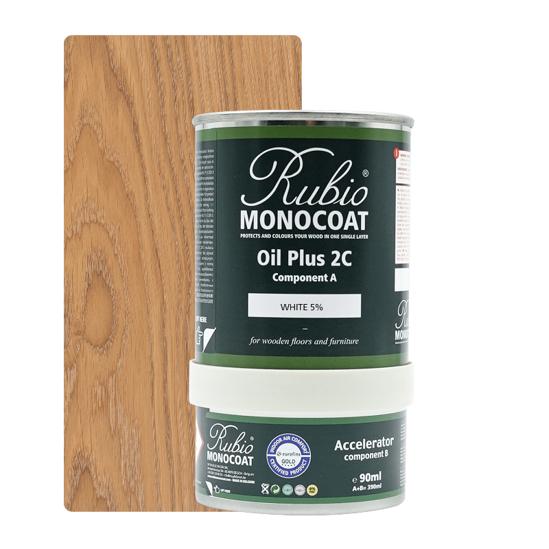 Rubio Monocoat Oil Plus 2C træolie i farven White 5%, 390 ml