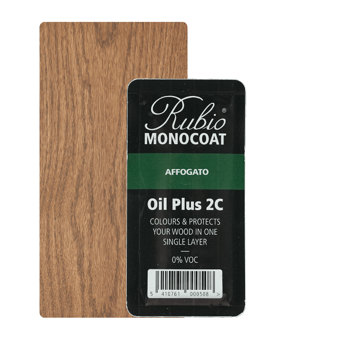 Rubio Monocoat Oil Plus 2C indendørs træolie i nuancen Affogato, 6 ml