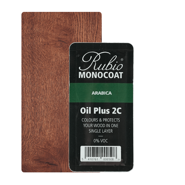 Rubio Monocoat Oil Plus 2C indendørs træolie i nuancen Arabica, 6 ml