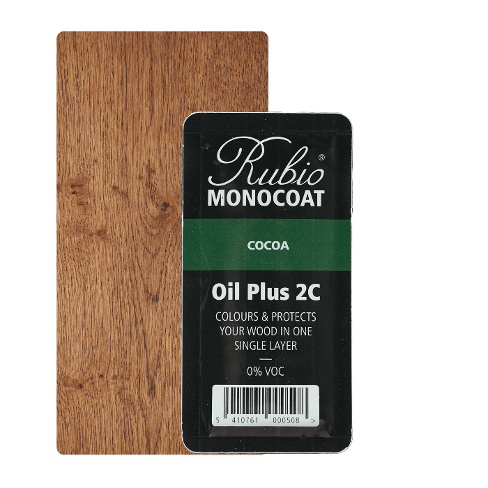 Rubio Monocoat Oil Plus 2C indendørs træolie i nuancen Cocoa, 6 ml