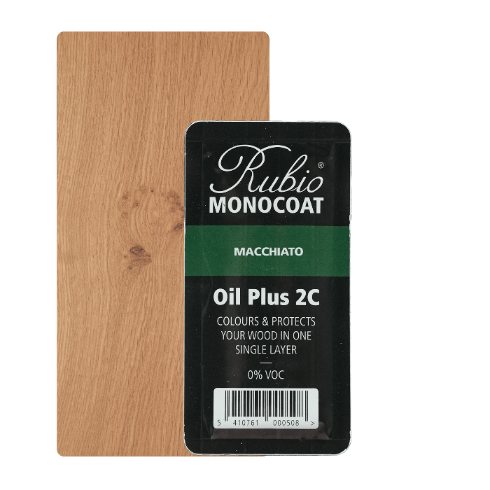 Rubio Monocoat Oil Plus 2C indendørs træolie i farven Macchiato, 6 ml