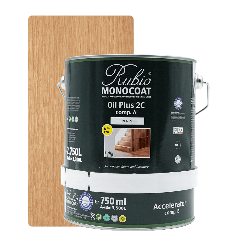 Rubio Monocoat Oil Plus 2C indendørs træolie i farven Dunes, 3,5 liter