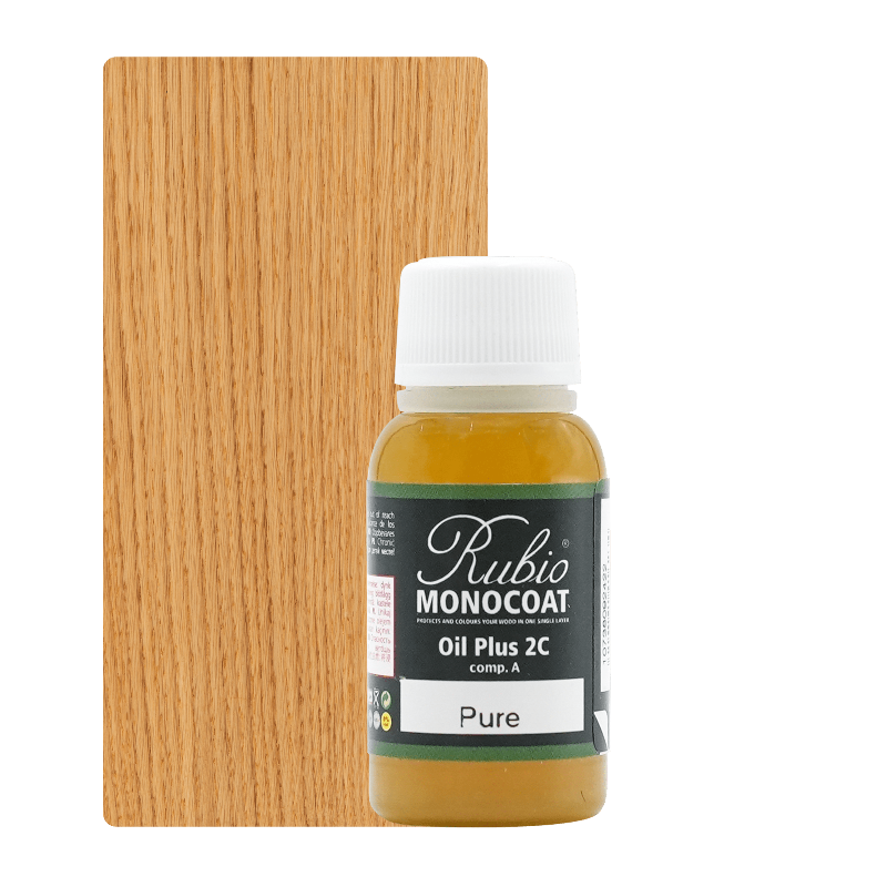 Rubio Monocoat Oil Plus 2C indendørs træolie i nuancen Pure, 20 ml