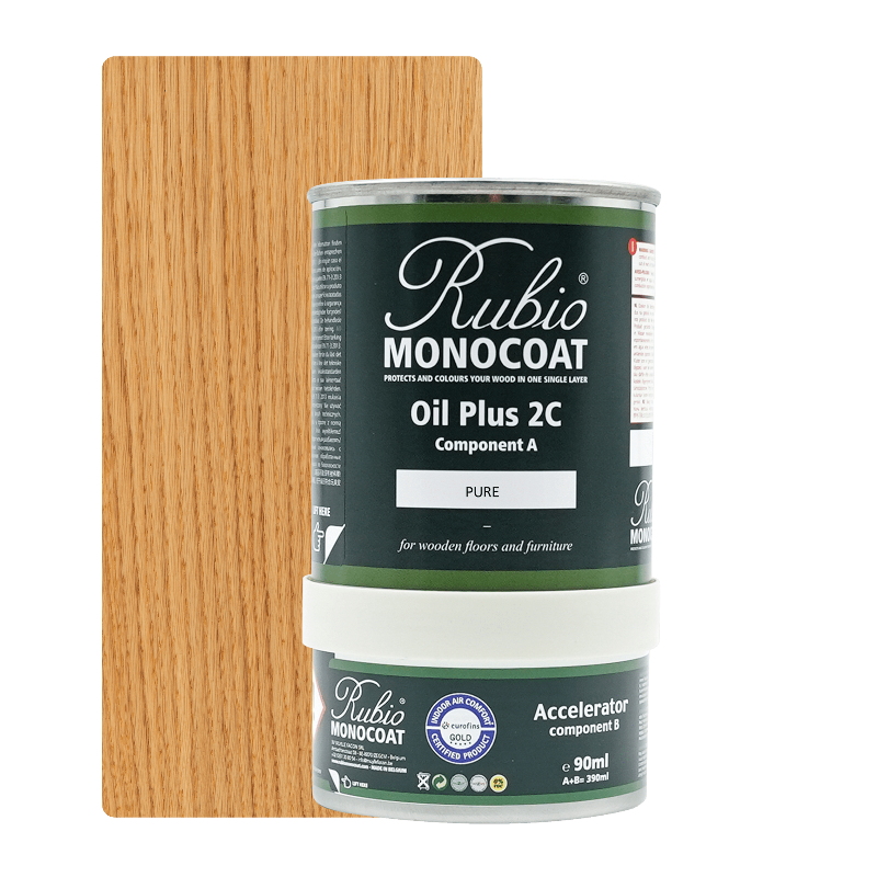 Rubio Monocoat Oil Plus 2C indendørs træolie i nuancen Pure, 390 ml