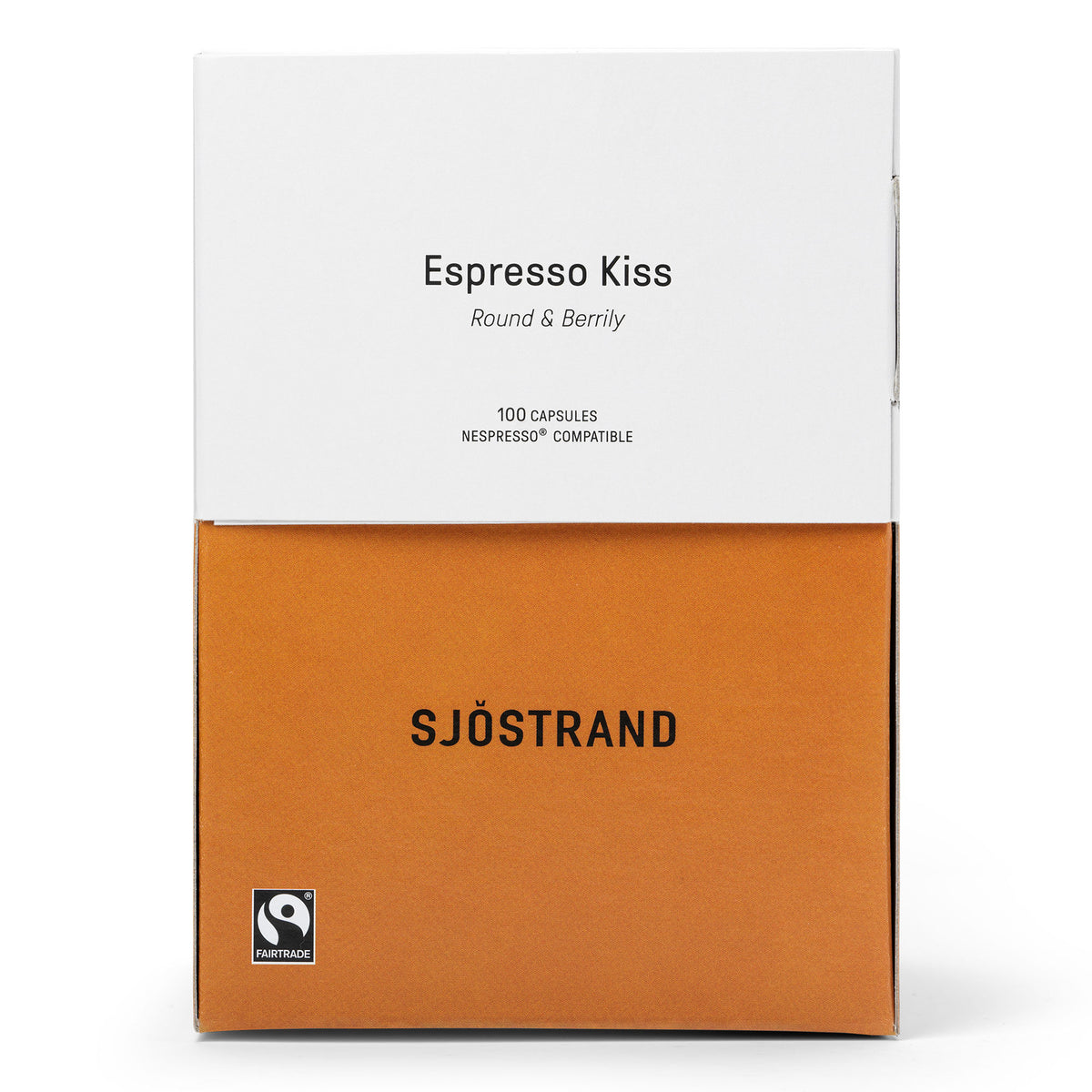 Pakke med 100 Sjöstrand Espresso Kiss kaffekapsler, kompatible med Nespresso