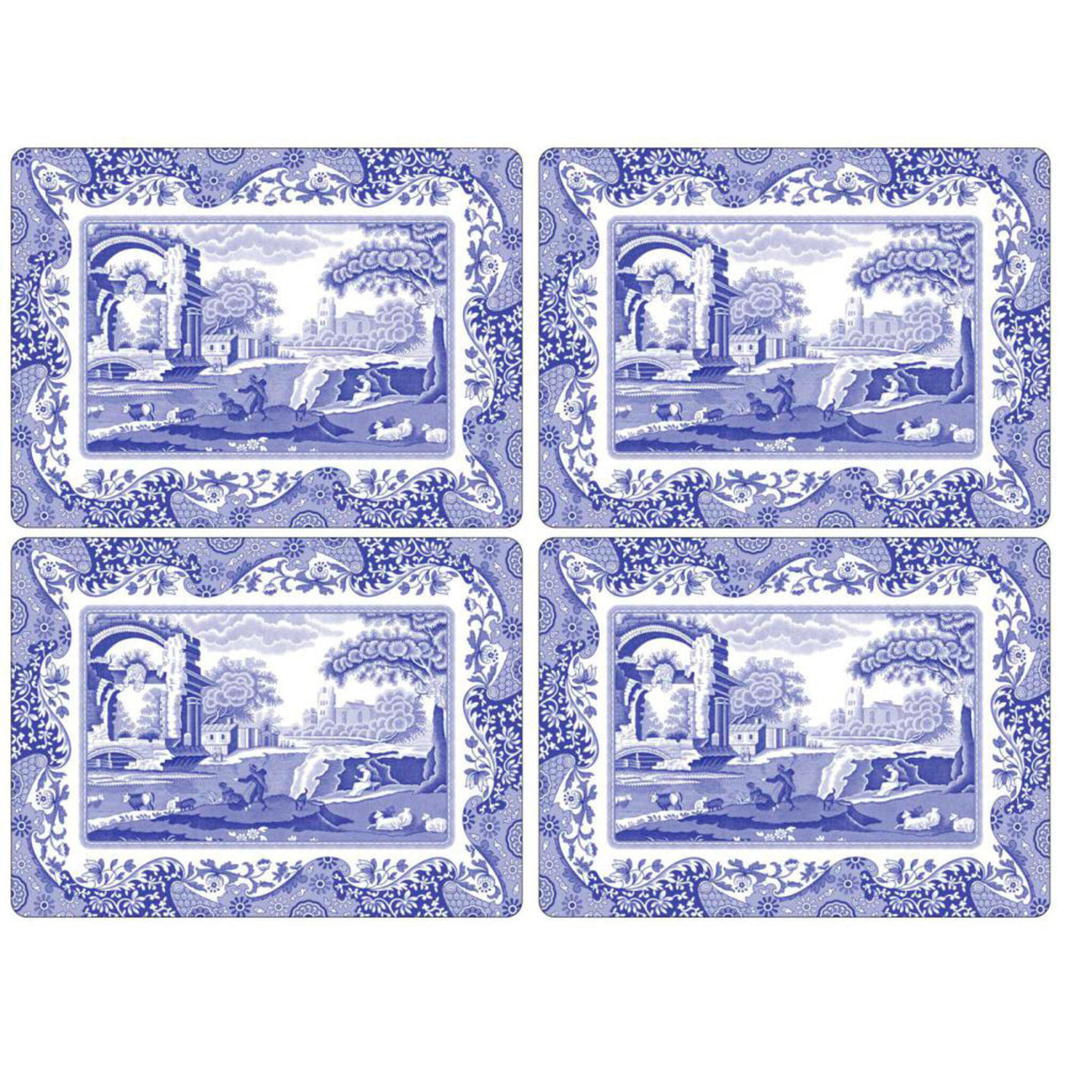 Spode Blue Italian dækkeservietter med klassisk italiensk mønster i blå og hvid