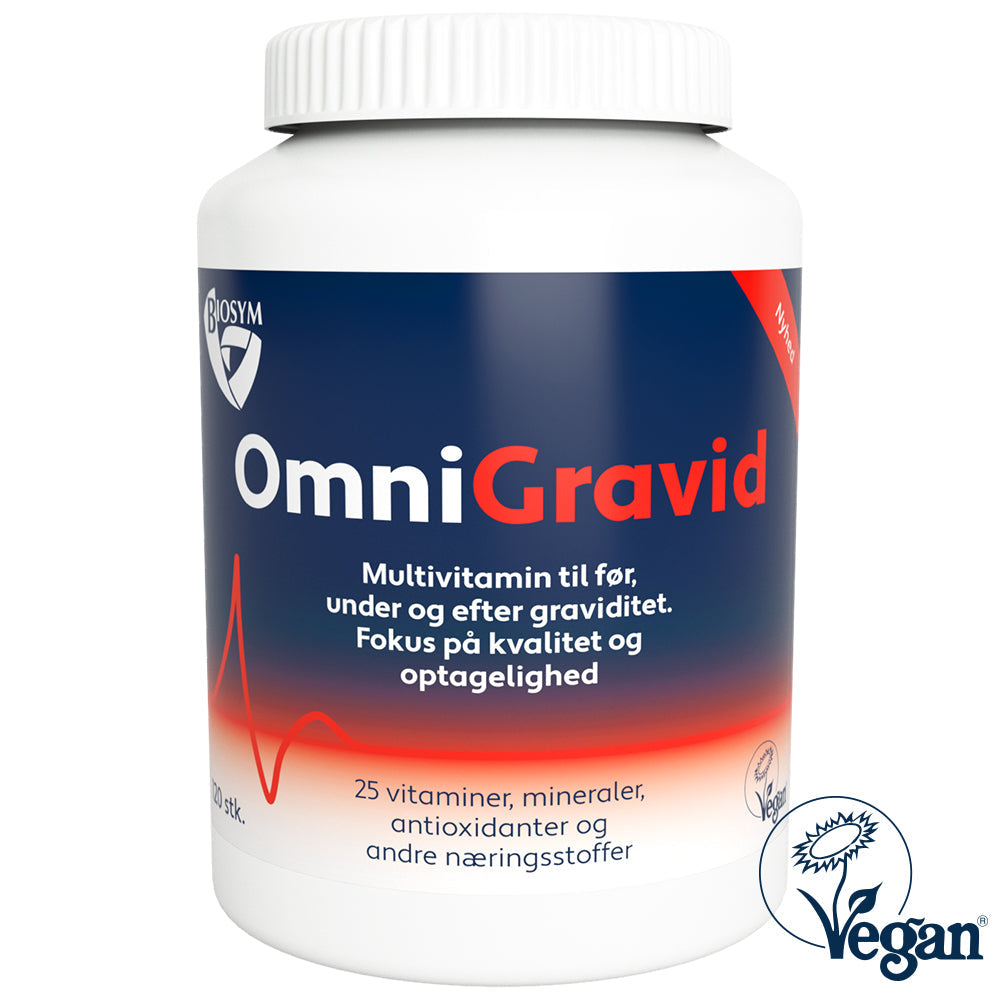 Pakning med Biosym OmniGravid multivitamin, 120 tabletter