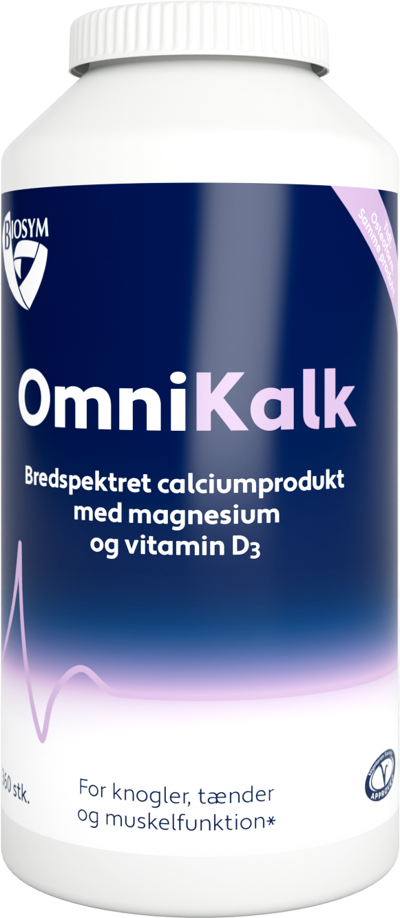 Stor pakning med Biosym OmniKalk calcium, magnesium og D3, 360 tabletter