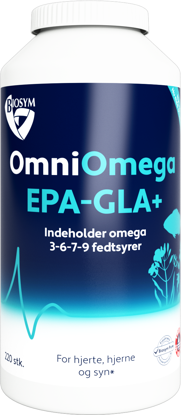 Biosym OmniOmega EPA-GLA+ kosttilskud, stor pakke med 220 kapsler