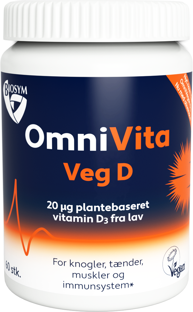 Pakning med Biosym OmniVita Veg D D-vitamin, 60 kapsler