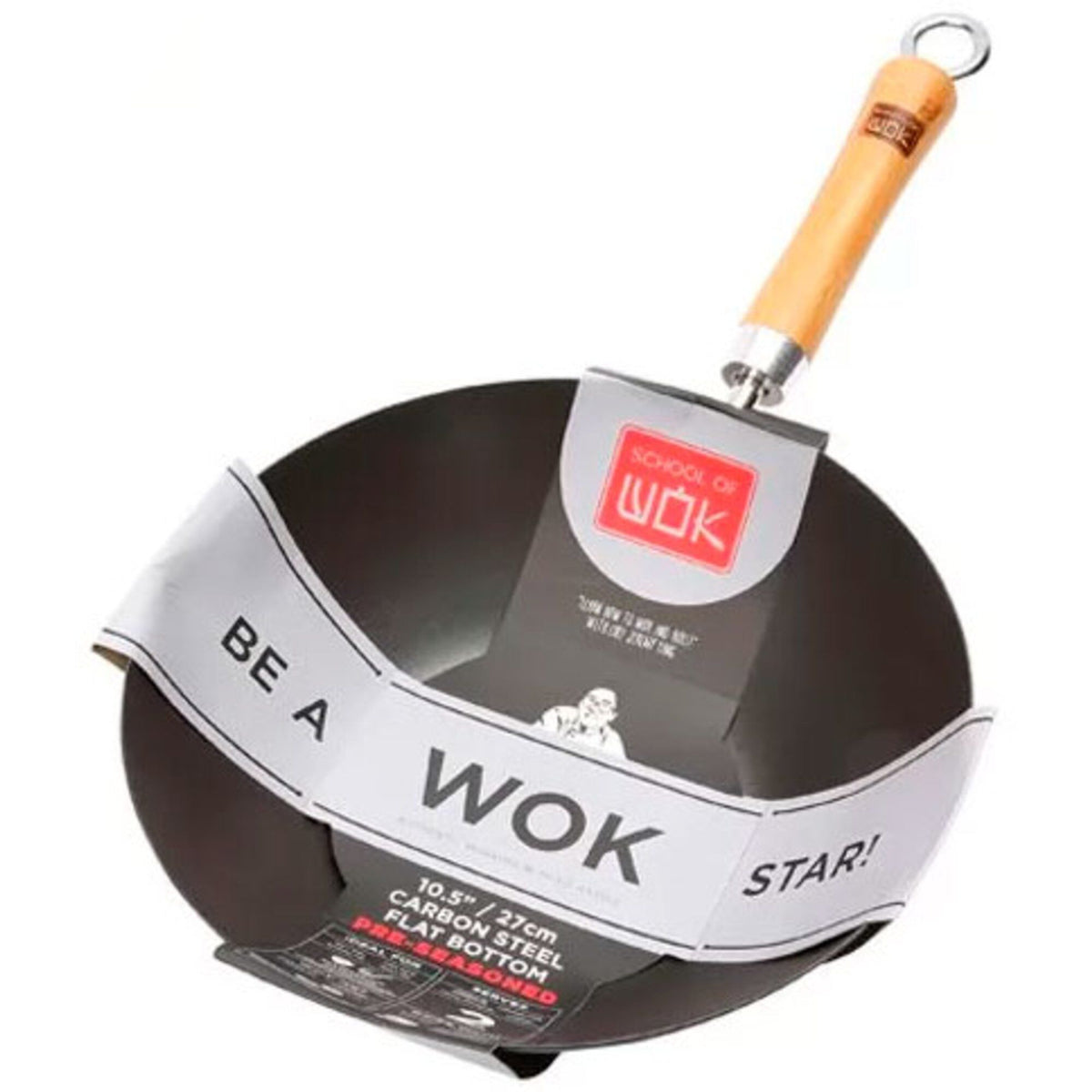 Dexam School of Wok wok i kulstofstål med flad bund