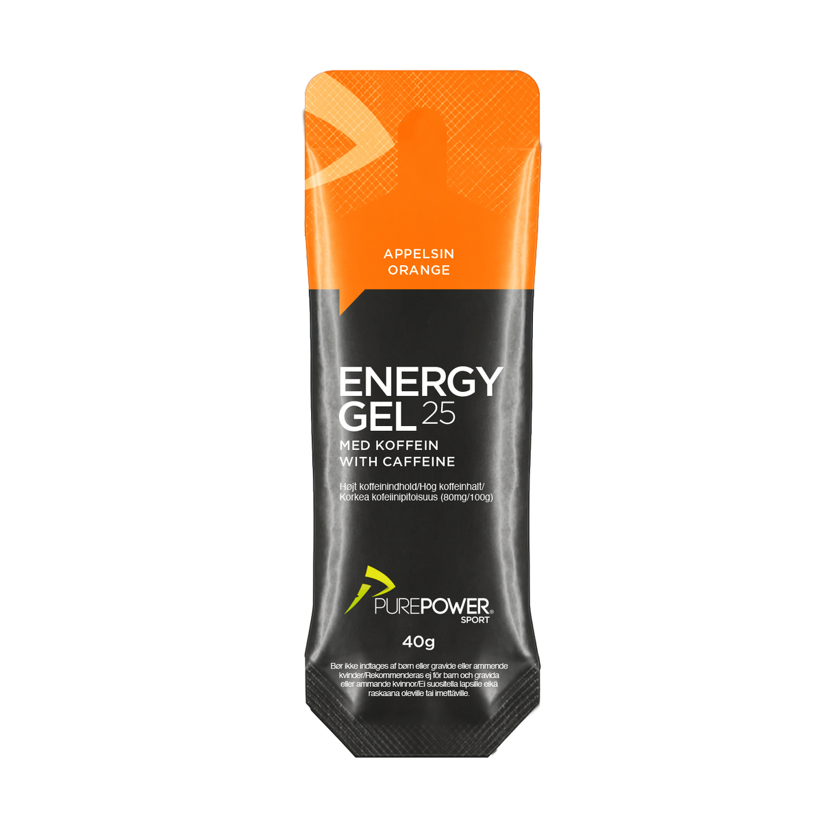 PurePower Energy Gel 25 med koffein og smag af appelsin, 40 g