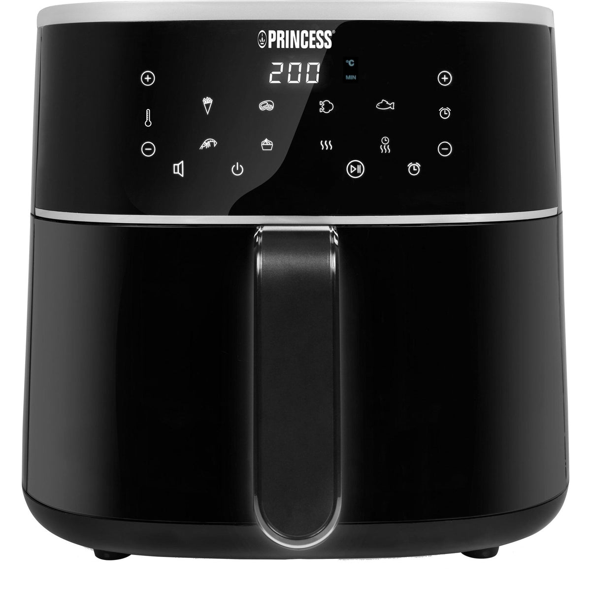 Princess airfryer på 6 liter i sort og sølv med digital touchscreen