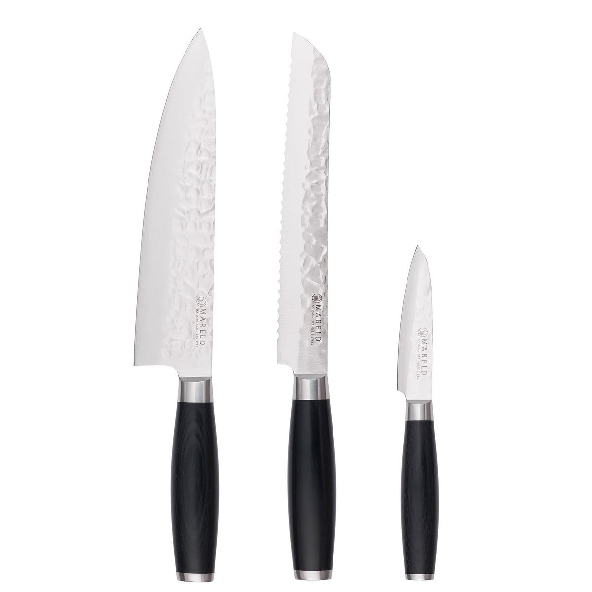 Mareld Hamret knivsæt med skrællekniv, kokkekniv og brødkniv