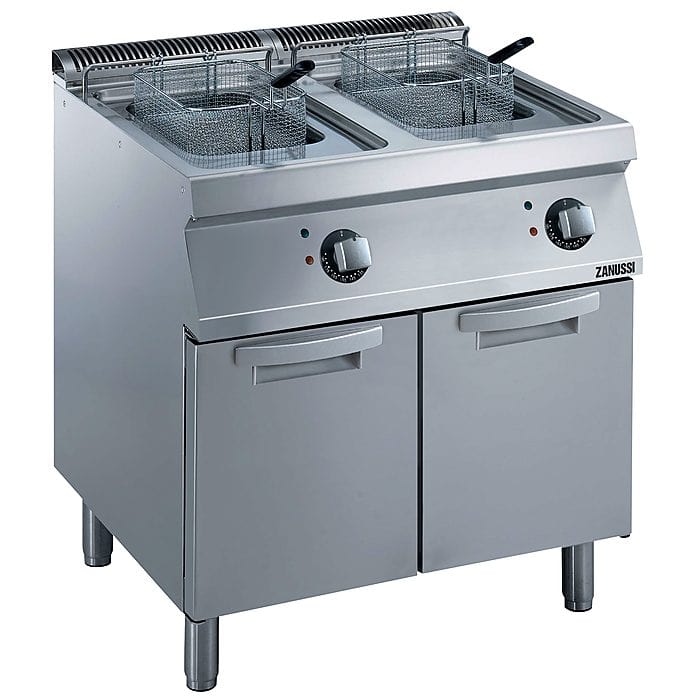 Zanussi Professional el-friture med to oliekar og underskab, gulvmodel