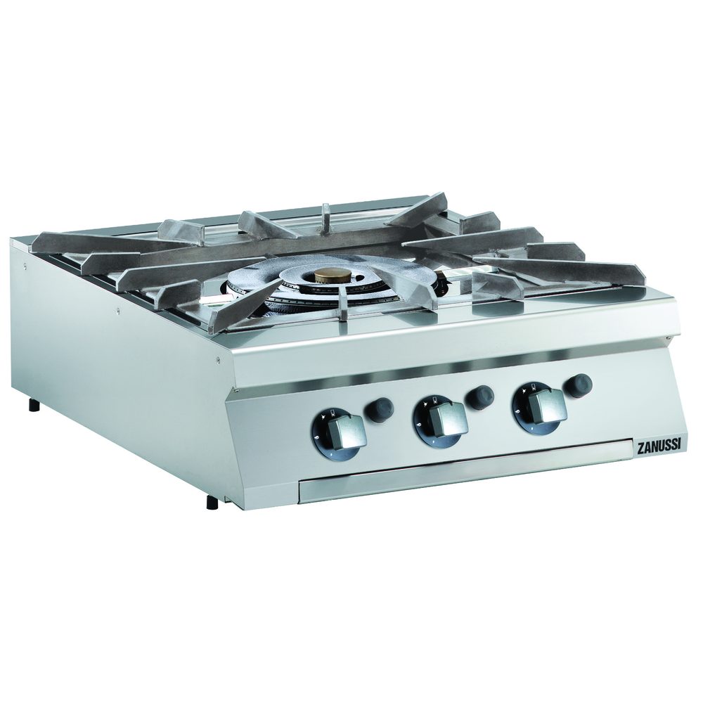 Zanussi EVO900 gaskogebord med ét blus og tre koncentriske brænderringe