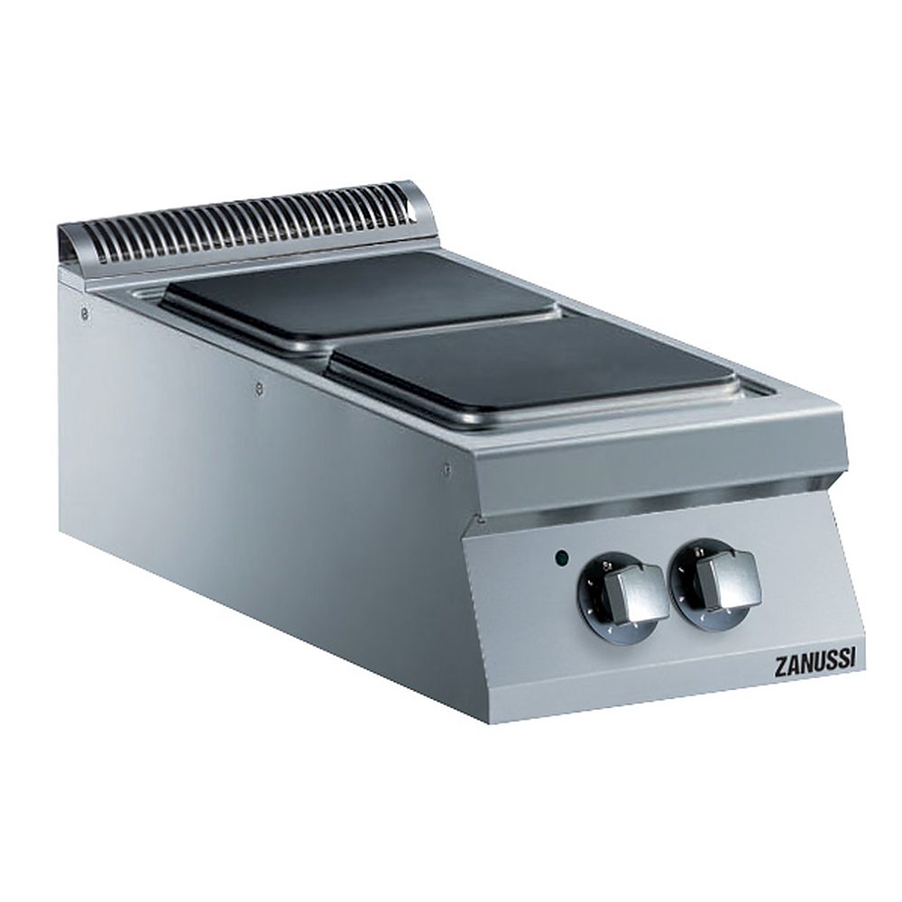Zanussi EVO900 el-kogebord med to firkantede støbejernsplader på 30x30 cm