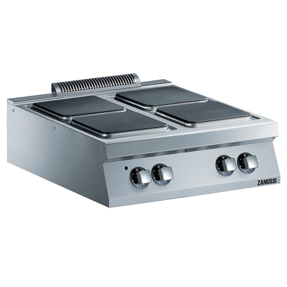 Zanussi EVO900 el-kogebord med fire firkantede støbejernsplader på 30x30 cm