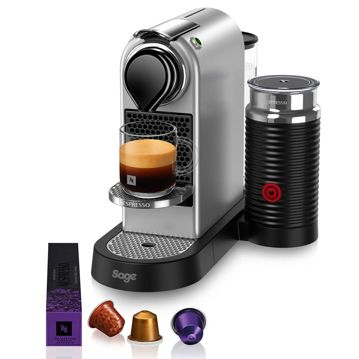 Nespresso by Sage CitiZ & Milk kapselmaskine med mælkeskummer i sølv
