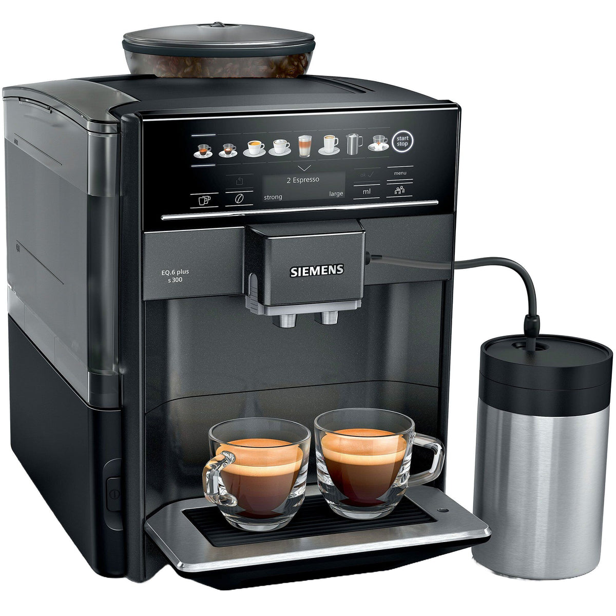 Sort Siemens EQ6 Plus fuldautomatisk espressomaskine