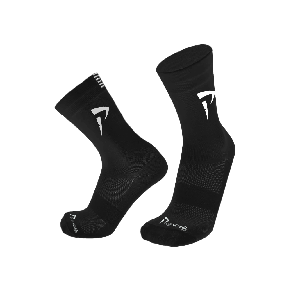 Sorte PurePower sportsstrømper med logo, åndbart materiale