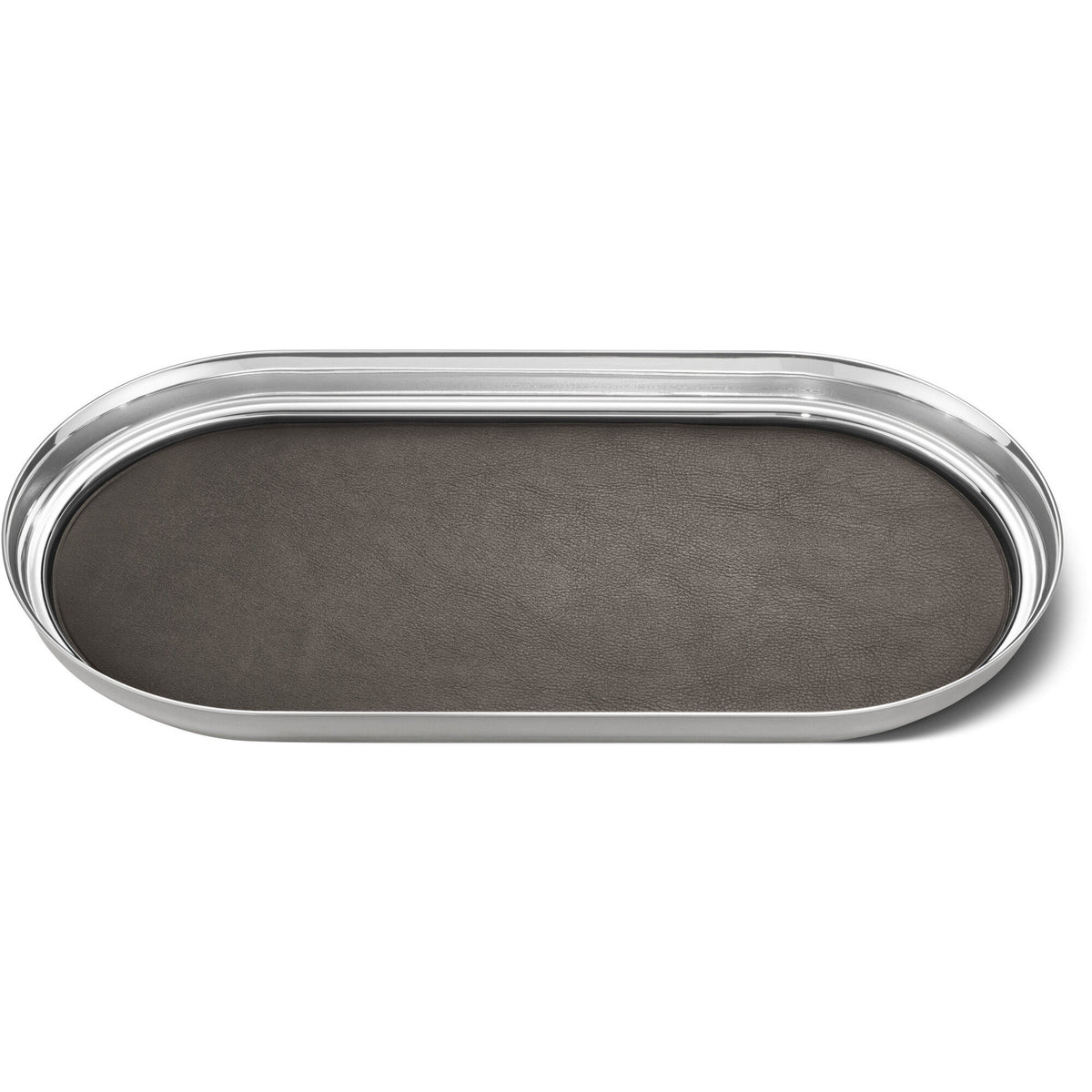 Georg Jensen Manhattan bakke i blankpoleret rustfrit stål med læder
