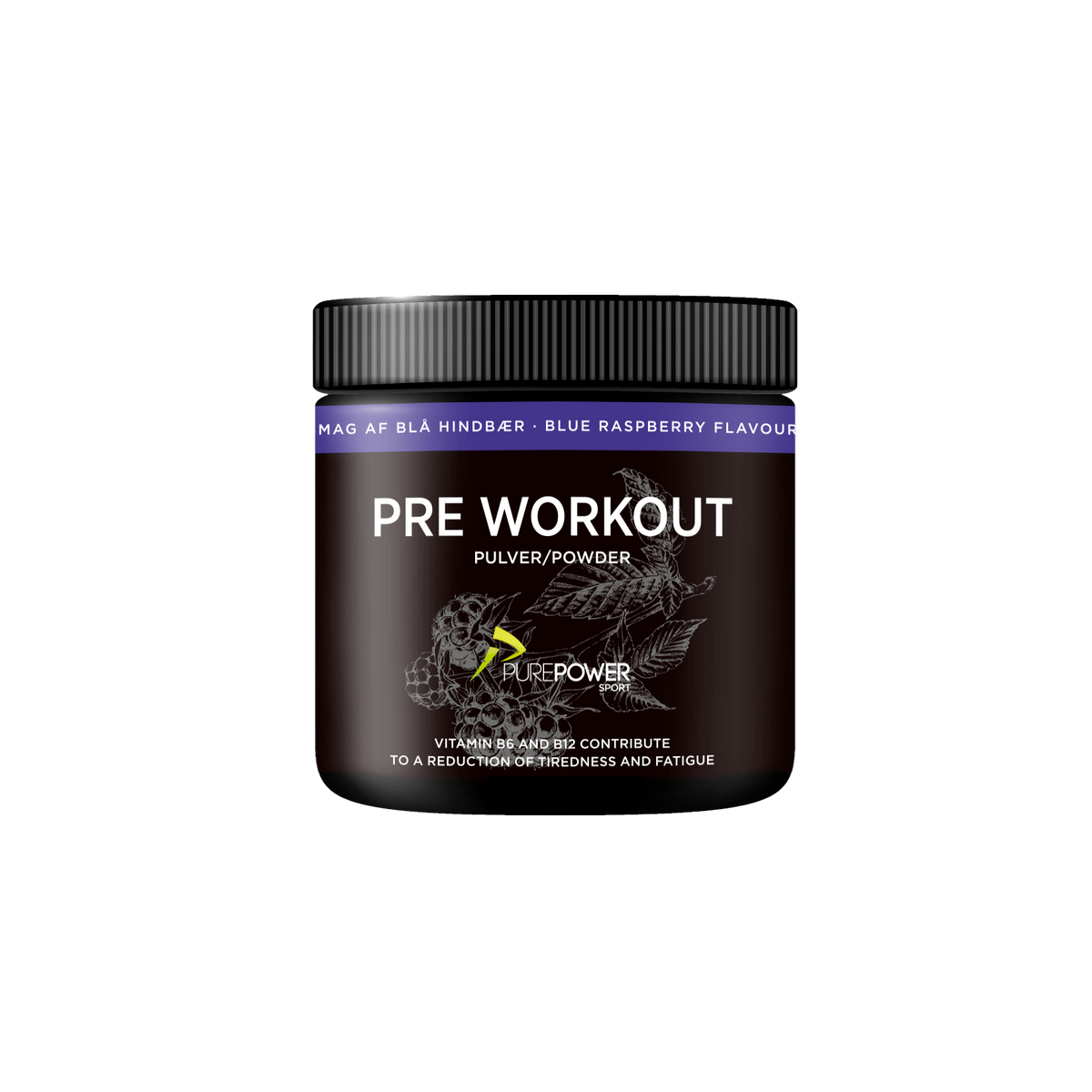 PurePower Pre-Workout PWO pulver med smag af Blue Raspberry, 300 g