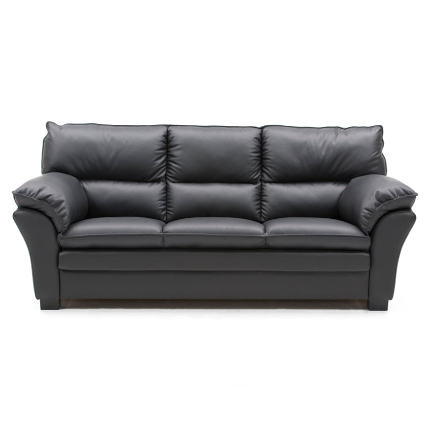 Hjort Knudsen Palma 3-personers sofa i sort semi/spalt læder med ubehandlet bøg