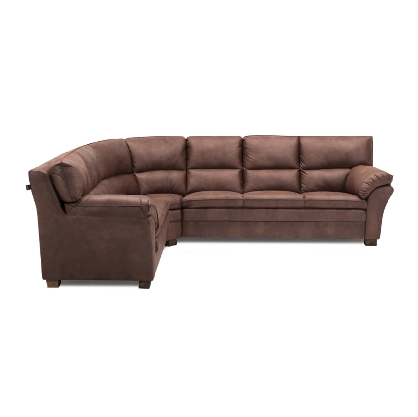 Palma hjørnesofa i cognac semi/spalt læder med ubehandlet egetræ