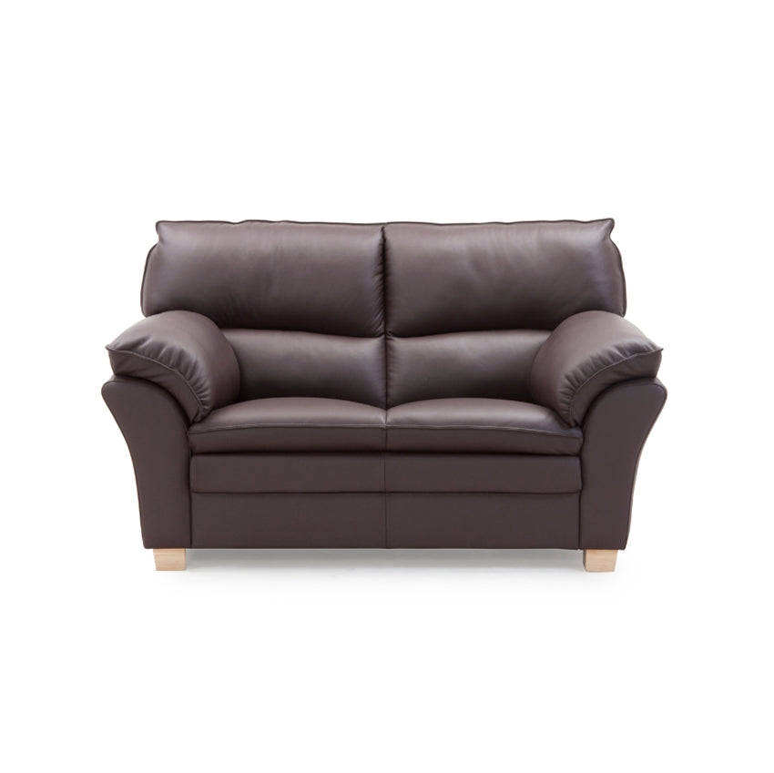 Hjort Knudsen Palma 2-personers sofa i mørkebrun semi/spalt læder med stålben