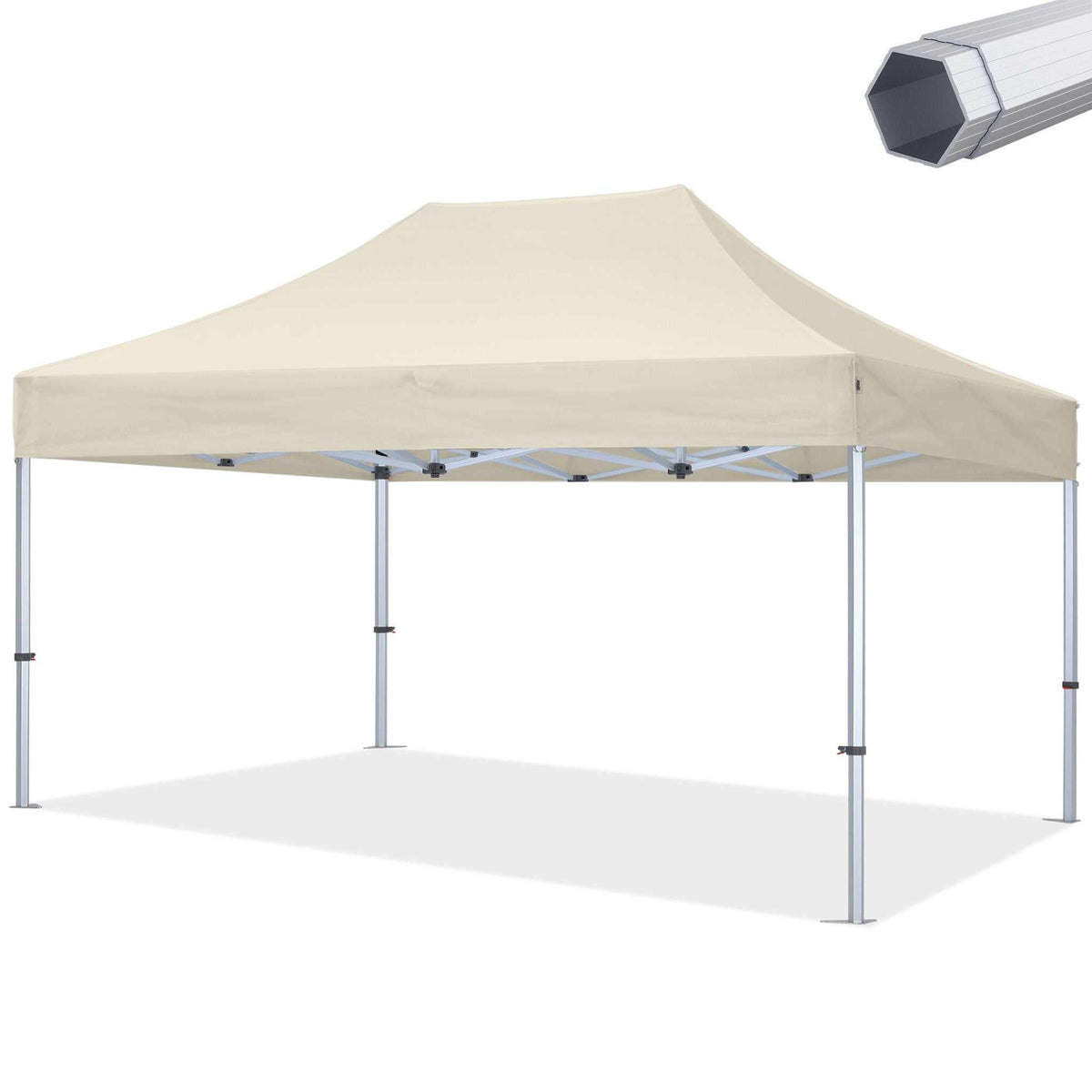 Grå Topsun Easy Up pavillon på 3 x 4,5 meter med tag i ripstop polyester