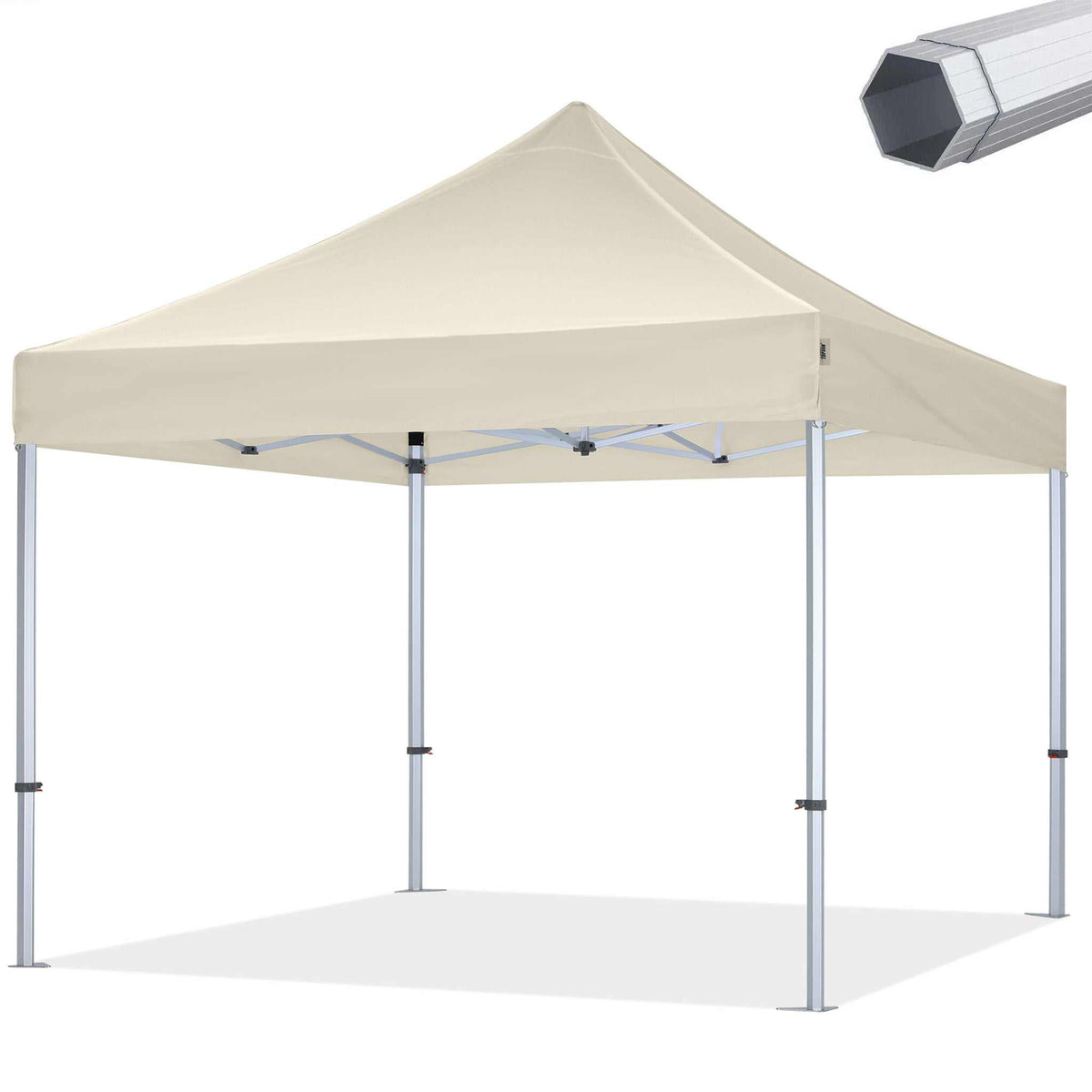 Beige easy up pavillon fra Topsun, 3 x 3 meter, med tag i ripstop polyester