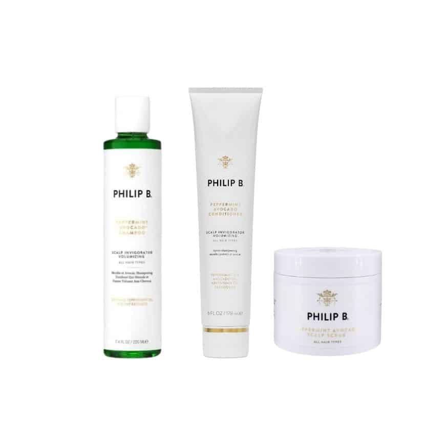 Philip B Peppermint & Avocado trio med shampoo, conditioner og Scalp Scrub
