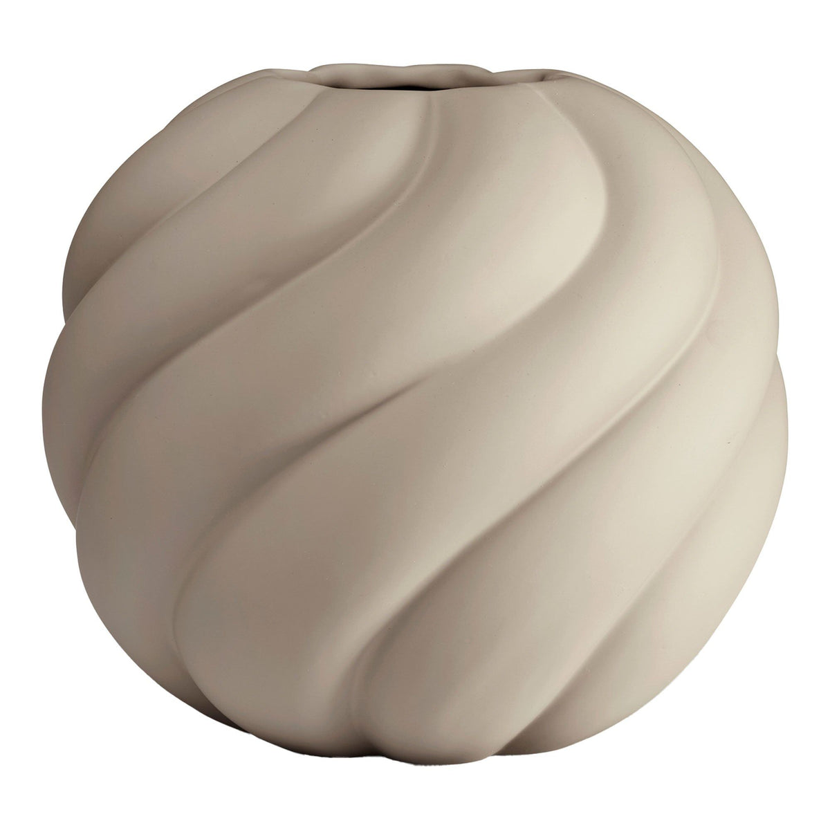 Cooee Design Twist Ball vase, 12 cm høj, i farven sand med bølgeformet mønster